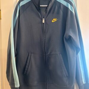 Nike Navy and Light Blue Zip-Up Jacket vintage
